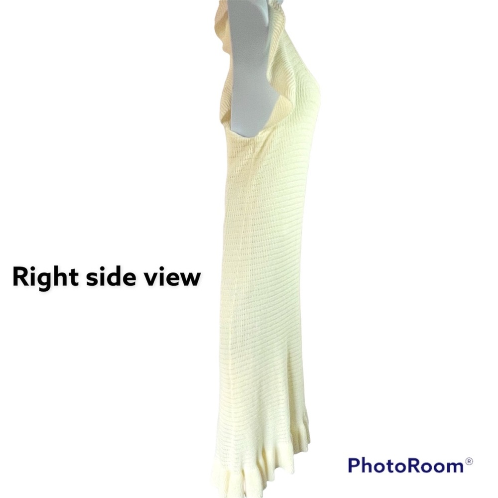 House of Harlow 1960 women cream crochet midi dress flutter sleeve Sz Large - Picture 5 of 15